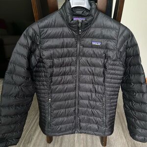 Patagonia Down Sweater Jacket Womens Large Black Puffer Coat Great Condition